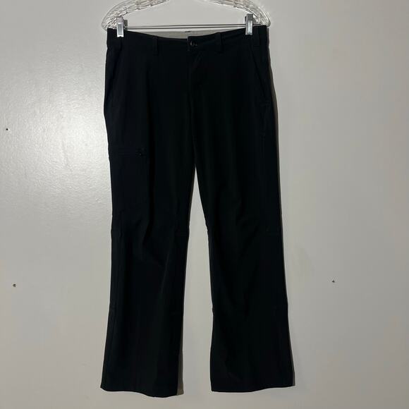 REI Hiking Outdoors Straight Leg Zipper Pockets Black Pants Womens Size 6 Petite - Picture 1 of 7